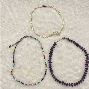 Elegant Purple, White and Colored Beaded Choker Necklaces- 3
